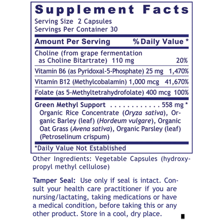 Phyto Methylate (60 Caps)  Dietary Supplement  Activated Folate and  Activated B Vitamins with Choline