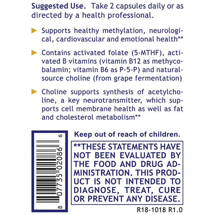 Phyto Methylate (60 Caps)  Dietary Supplement  Activated Folate and  Activated B Vitamins with Choline
