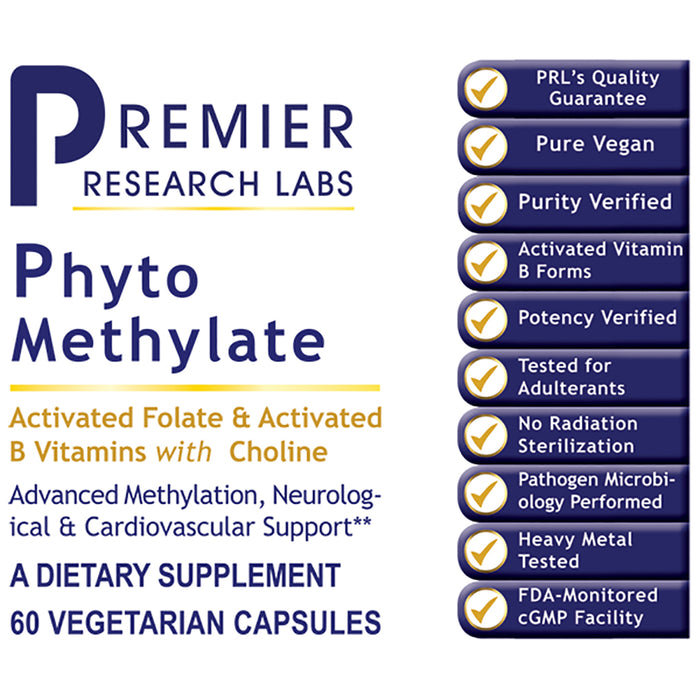 Phyto Methylate (60 Caps)  Dietary Supplement  Activated Folate and  Activated B Vitamins with Choline