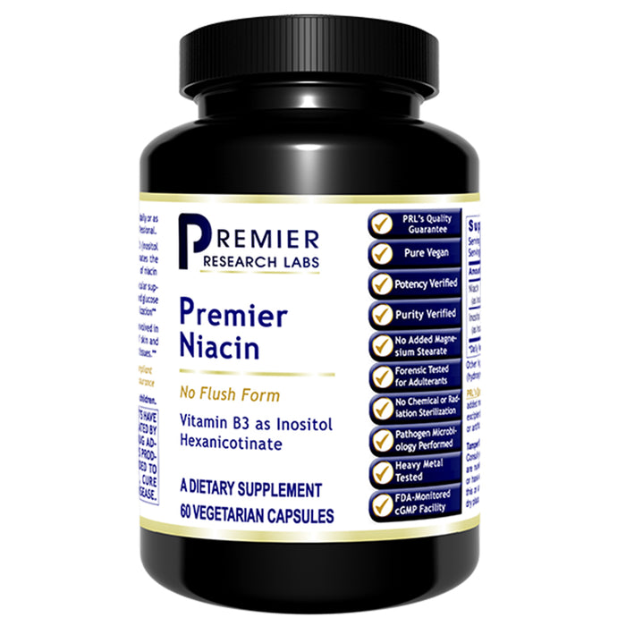 Niacin, Premier (No Flush) Dietary Supplement Vitamin B3 as Inositol Hexanicotinate