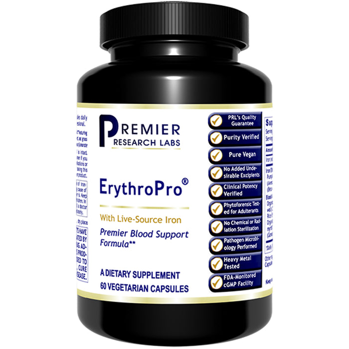 ErythroPro® Dietary Supplement Premier Blood Support Formula Featuring Live-Source Iron