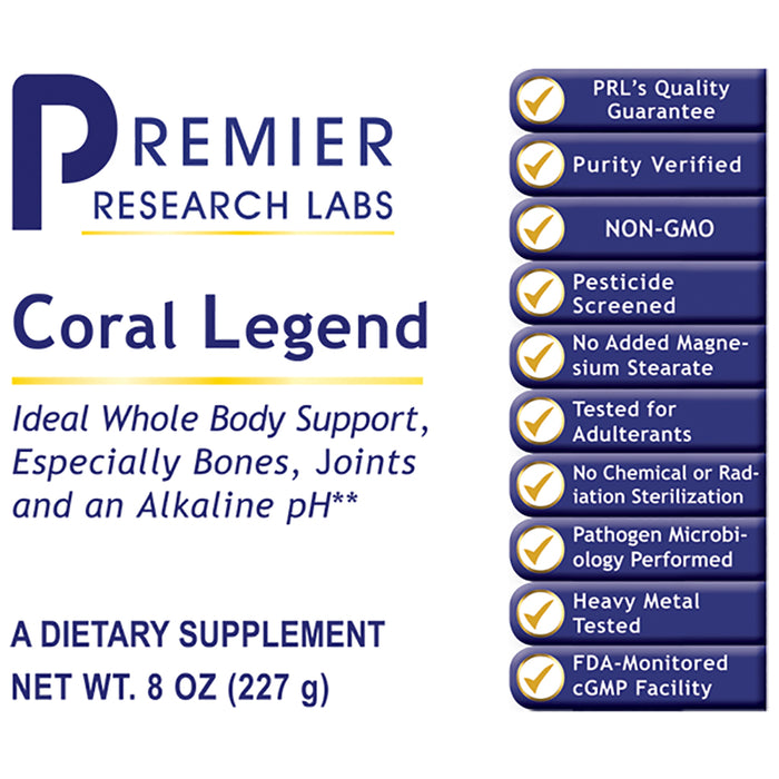 Calcium Magnesium - Coral Legend (8oz Powder)  Dietary Supplement 100% Coral Mineral Powder Ideal Whole Body Support, Especially for the Bones, Joints, Teeth and an Alkaline PH