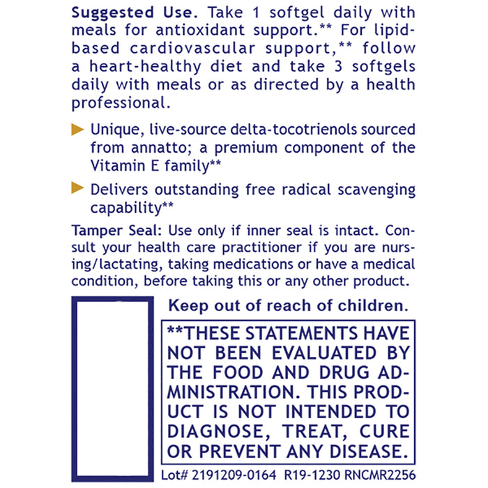 Deltanol™  Dietary Supplement Delta-Tocotrienol Complex Advanced Antioxidant and Cardiovascular Support