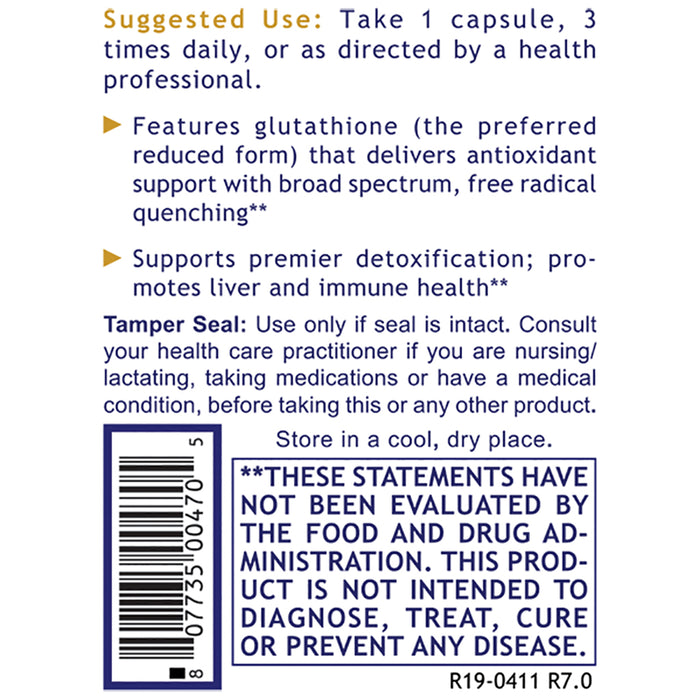 Glutathione Complex, Premier  Dietary Supplement GSH (The Preferred Reduced Form) Premier Detoxification, Liver and Immune Support