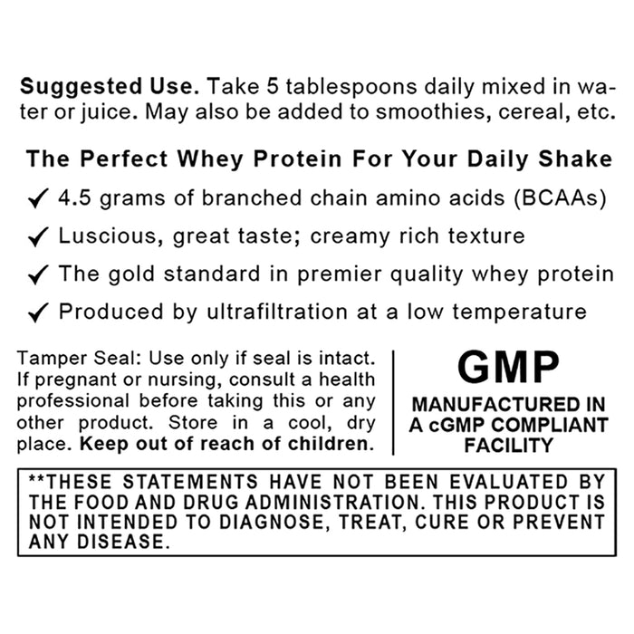 Whey Protein, Premier  Formerly Whey Peptien  Dietary Supplement 100% Premier Whey Protien Typically 15% Glycomacropeptides