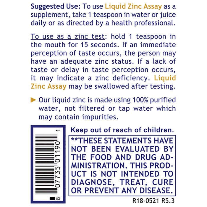 Zinc R Liquid Zinc Ultra Dietary Supplement Highly Absorbable Liquid Zinc Exc ...