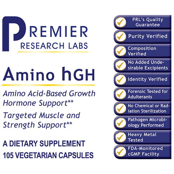 Amino hGH  Dietary Supplement Amino Acid-Based Growth Hormone Support Targeted Muscle and Strength Support