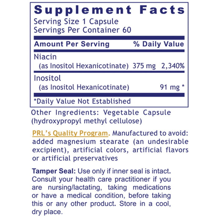 Niacin, Premier  (No Flush)   Dietary Supplement Vitamin B3 as Inositol Hexanicotinate