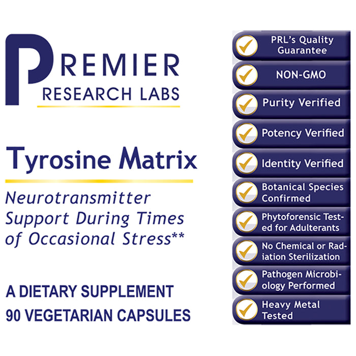 Tyrosine Matrix  Dietary Supplement Features Tyrosine, an Essential Amino Acid Neurotransmitter Support During Times of Occasional Stress