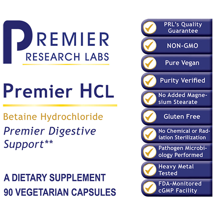 HCL, Premier  Dietary Supplement Betaine Hydrochloride Premier Digestive Support