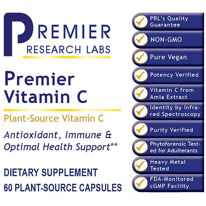 Vitamin C, Premier  Dietary Supplement Plant-Source Vitamin C Premier Antioxidant, Immune and Optimal Health Support