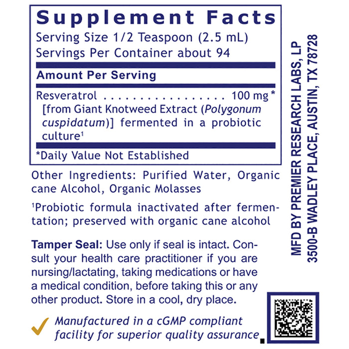 Resveratrol ™, Premier  Dietary Supplement Probiotic-Fermented Formula Premier Antioxidant, Cardiovascular, and Immune Support