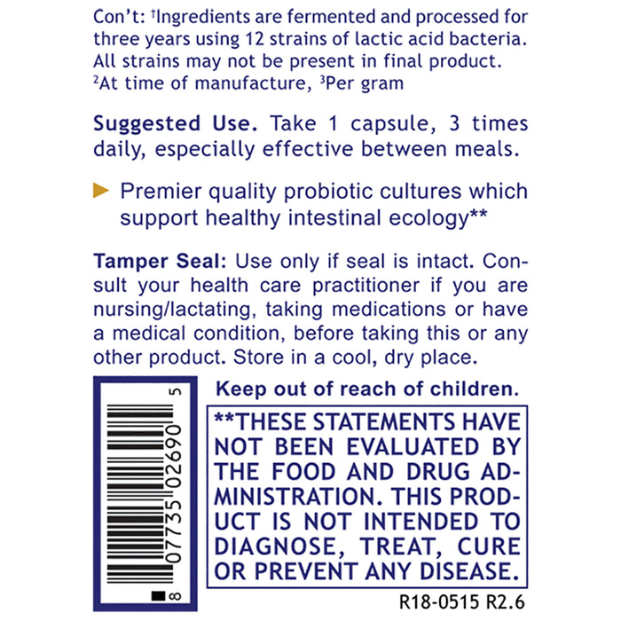Probiotic Caps, Premier  Dietary Supplement Full Spectrum, Beneficial Flora for Gastrointestinal Health Non-Dairy Base (milk-free)