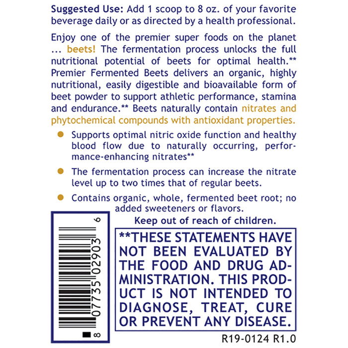 Fermented Beets, Premier  Dietary Supplement  Fermented, Organic Beet Powder May Promote Healthy Gut Microbiota and Metabolic Activity