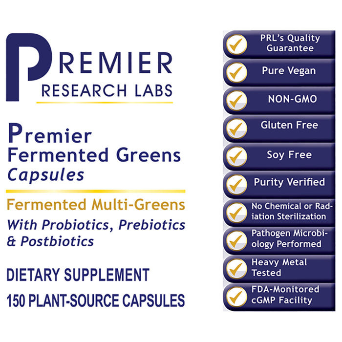 Fermented Greens, Premier  Dietary Supplement  Fermented Multi-Greens with Probiotics, Prebiotics, & Postbiotics